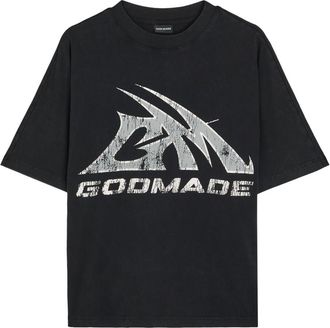 God Made Logo-print Cotton T-shirt - Black - XL