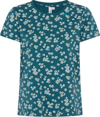 Ragwear Kurzarmshirt RAGWEAR MINTTA FLOWER O, Damen, Gr. XXL, petrol, Jersey, Obermaterial: 50% Baumwolle, 50% Polyester, bedruckt, normal, Rundhals, Shirts K