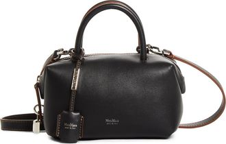 Max Mara Small Boston Leather Top Handle Bag in Black at Nordstrom