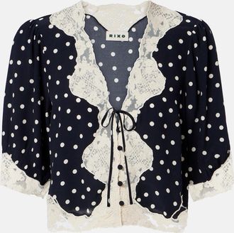 Rixo Ursula polka-dot cr&ecirc;pe de chine top