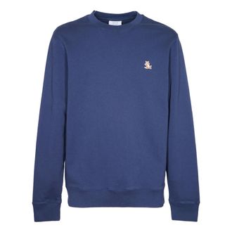 Maison Kitsun&eacute; Chillax Patch Regular Sweatshirt - male - Maison Kitsun&eacute; - Sweatshirts - Blue - L - Sweatshirts & Hoodies