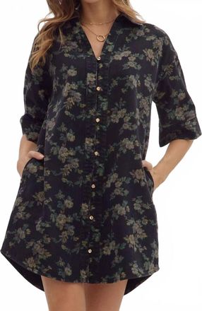 Entro Floral Print Half Sleeve Mini Dress In Black