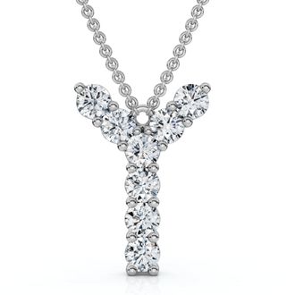 Pompeii3 1Ct Diamond Initial Y Pendant 14k Gold 18 Necklace Lab Grown 5/8 Tall