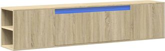 Berkfield Home TV Wall Cabinet with LED Sonoma Oak 180x31x39.5 cm in Light Brown
