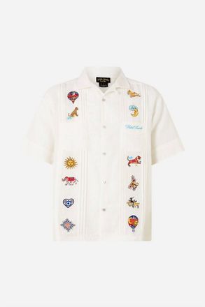 Camilla Mens Embroidered Pleated Cuban Shirt In Kapadokya Kitsch