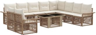 vidaXL Conjunto De Sof&aacute;s De Jard&iacute;n 11 Uds. Beige Y Blanco Crema Vidaxl