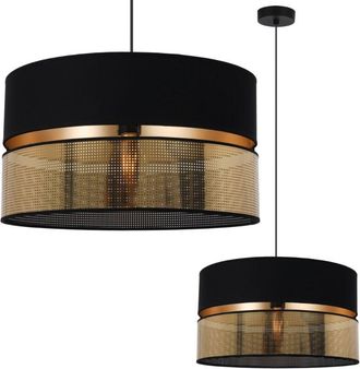 OEM L&aacute;mpara Colgante Asti Duo Negra 1 Plana Pantalla Negra-dorada Ts 40cm