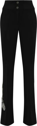 Blugirl Hoge taille slim fit bloemenbroek - Dames - Wijde Broeken - Zwart - 2XS - Polyester - Broeken