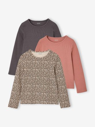 Vertbaudet 3er-Pack M&auml;dchen Langarmshirts gerippt vanille