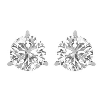 Diamond2Deal 14k Gold 2.50Ct Round Lab Grown Diamond Stud Earrings 3 Prong