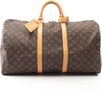 Louis Vuitton Brown Coated Canvas Leather Boston Bag (Pre-Owned)
