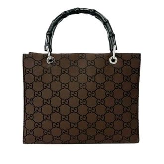 Gucci Pre-owned Handbags, female, Brown, Size: ONE SIZE Pre-owned Nylon Handbag with Bamboo Handles
