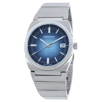Movado Heritage Ondoplan Quartz Blue Dial Mens Watch 3650215