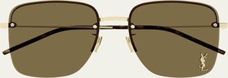 Saint Laurent YSL Rimless Square Metal Sunglasses