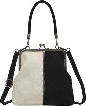 Generic Compatible For Womens Retro Frosted Splice Handbag Large Leisure Travel Trip Shopping Work Commuting Crossbody Shoulder Bag Elegant Clutch(Black)