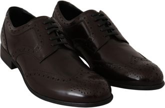 Dolce & Gabbana Womens Brown Leather Broques Oxford Wingtip Shoes