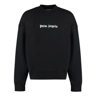 Palm Angels Sweatshirts, male, Black, XL, Logo-Print Crew-Neck Sweatshirt