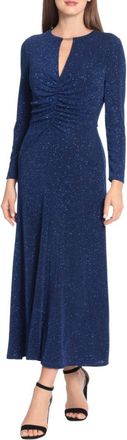 Maggy London Sparkling Long Evening Dress In Navy