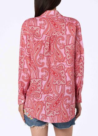 MC2 Saint Barth Woman Linen Shirt Alodie With Paisley Print And Pockets