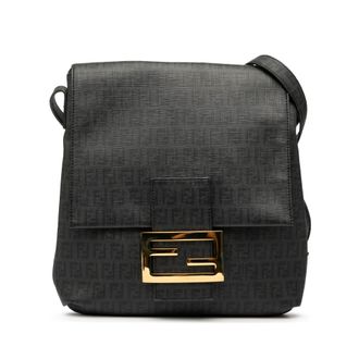 Fendi Pre-owned Womens Zucchino Spalmati Crossbody - Dark Grey Textile - One Size
