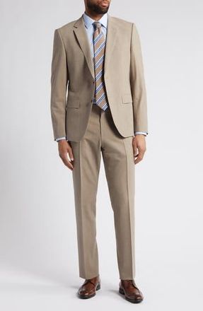 BOSS Huge Stretch Wool Suit in Medium Beige at Nordstrom Rack, Size 46 Regular