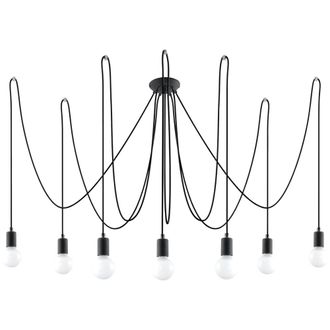 Sollux Lighting L&aacute;mpara de ara&ntilde;a negro tela, acero alt. 150 cm