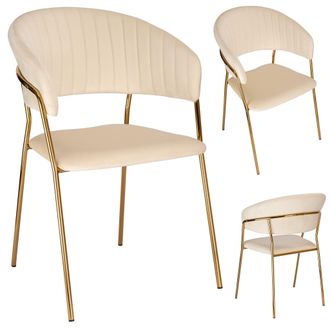 OEM Silla De Terciopelo Beige Colin Gold