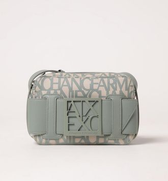 A|X Armani Exchange Borsa Armani Exchange in cotone spalmato con logo all over