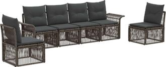 vidaXL Conjunto De Sof&aacute;s De Jard&iacute;n 6 Uds. Gris Rat&aacute;n Sint&eacute;tico Vidaxl