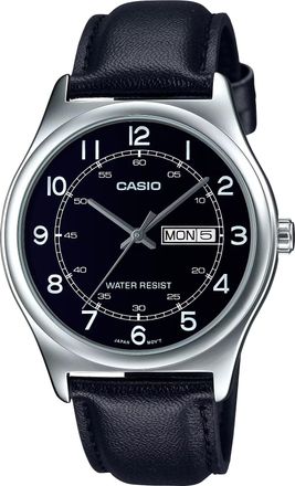 Casio Mens Black Leather Watch with Black Dial - MTP-V006L-1B2UDF