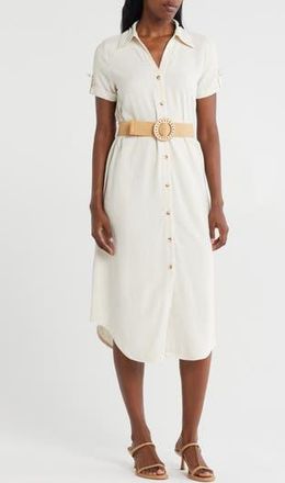 ZOE AND CLAIRE Belted Shirtdress in Natural at Nordstrom Rack, Size Medium