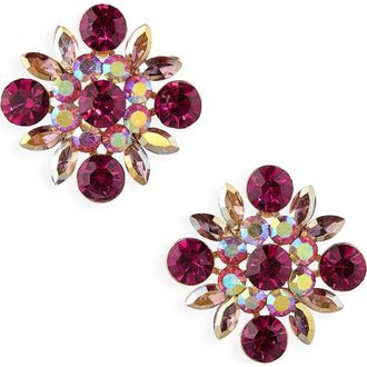 Tasha Crystal Flower Stud Earrings in Fuchsia Combo at Nordstrom Rack