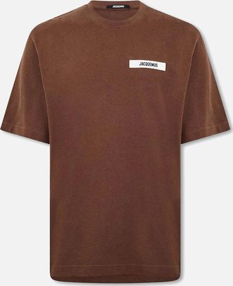 Jacquemus Mens Mens Brown Jacquemus Gros Grain Patch Logo T-Shirt - Size: 42