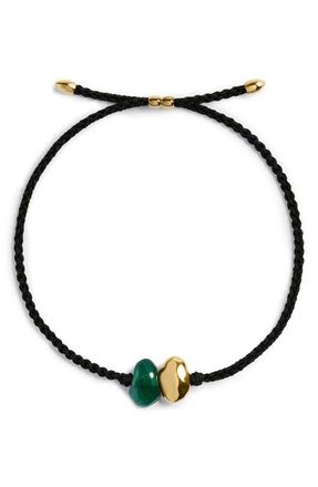 Monica Vinader Antica Gemstone Cord Bracelet in 18K Gold Vermeil/Grn Adv at Nordstrom