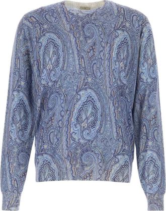 Etro Light Blue Paisley Sweaters
