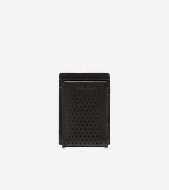 Cole Haan Mens Washington Perforated Card Case - Black