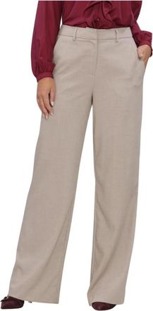 Moss Copenhagen Marceli HW Pants Long - Dames - Wijde Broeken - Beige - L - Wol - Broeken
