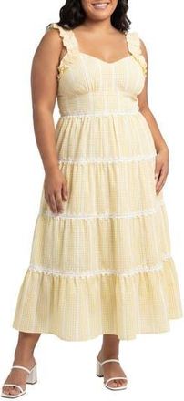 By Design Alabama Daisy Lace Trim Maxi Dress in Golden Haze/White at Nordstrom Rack, Size 3 X