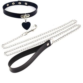 Generic Stick on Bras for Women Women Leather Chain Collar Jewelry Love Rope Link Traction Necklace Pendant Metal Sexy Shape Accessories Choker Bell Punk Acce