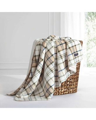 Nautica Southgale Plaid Coco Flannel Reversible Throw Blanket