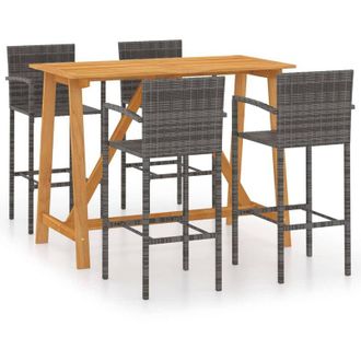 vidaXL Conjunto De Bar Para Jard&iacute;n 5 Piezas Gris Vidaxl