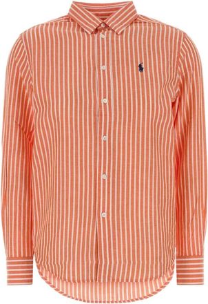 Polo Ralph Lauren Geborduurde katoenmix overhemd - Dames - Casual Overhemden - Oranje - M - Katoen - Overhemden