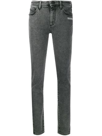 Off-white washed skinny jeans - women - Cotton/Cotton/Polyester/Spandex/Elastane - 25 - Grey
