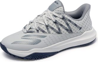 Skechers Mens Viper Court Rally Pickleball Sneaker, Grey/Navy, 9.5