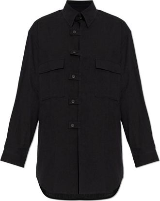 Yohji Yamamoto Shirt met zakken - Heren - Casual Overhemden - Zwart - L - Katoen - Overhemden