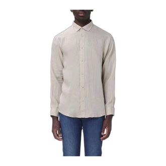 A|X Armani Exchange Basic linnen overhemd - Heren - Overhemden - Beige - Maat: XL Linnen