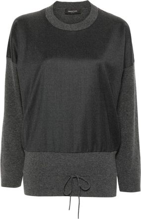 Fabiana Filippi flannel-front cropped sweater - women - Silk/Merino/Cashmere/Merino/Polyamide/Elastane - 42 - Grey