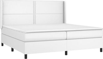 vidaXL Vidaxl - Cama Box Spring Colch&oacute;n Y Led Cuero Sint&eacute;tico Blanco 200x200 Cm