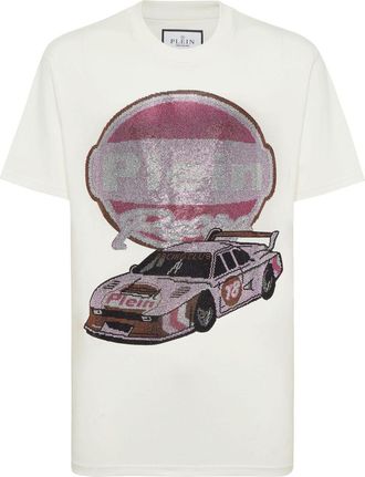 Philipp Plein Cars Racing T-shirt met stras - Wit