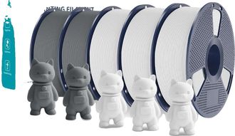OEM Filamento Para Impresi&oacute;n 3d, 1,75 Mm De Di&aacute;metro, Material Pla Ecol&oacute;gico, 2 Grises Y 3 Blancos